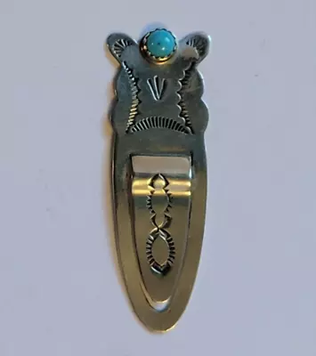 Vintage Navajo Jesse Claw Sterling Silver And Turquoise Native American Bookmark • $74