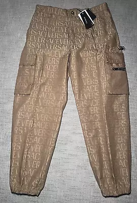 Versace Mens Pants  Versace All Over Cargo  Pants Brown Beige Size 50 It • $550