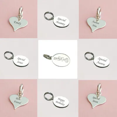 Sterling Silver Engraved Charms Tiny Jewellery Tags For MumSisterDaughter Etc • £8.99