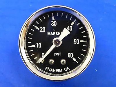 Marshall Gauge 0-60 Psi Fuel Pressure Oil Pressure Gauge Black 1.5  Diameter • $16.07