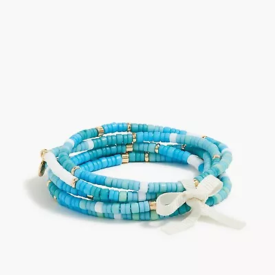 J.Crew Beaded Stretch Bracelets Set-of-five Turquoise Color NWT $45 Item BG982 • $16.77