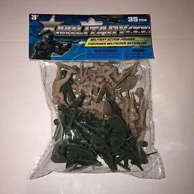 Military Action Figures 35 Piece Set Original Plastic 2 Inch Army Men Green Tan • $4.99