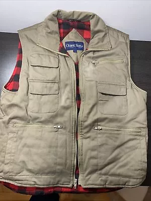 $20 • Buy Vintage Ozark Trail Puffer Vest Jacket Buffalo Plaid Flannel Lined Size Large