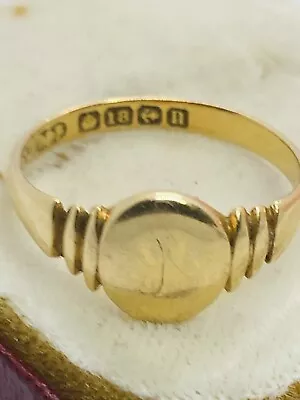 Antique Edwardian 18ct Gold Pinky Signet Ring Full Hallmarks. C1912 • £240