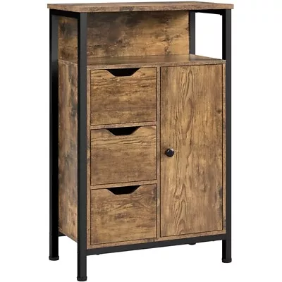 $77.59 • Buy Industrial Bathroom Floor Cabinet Storage Cabinet 3 Drawers Adjustable Shelves