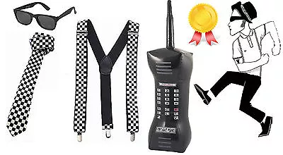 £14.99 • Buy 70's 80's Two Tone Ska Glasses Tie Braces & Inflatable Phone Kit Fun Fancy Dress