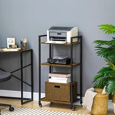 Industrial Bookcase Cart Printer Storage Trolley Modern Small Shelving Unit • £58.90