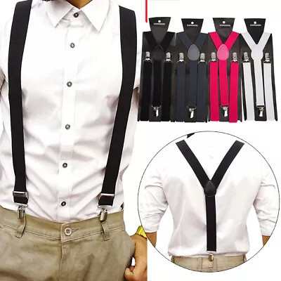 Suspenders Braces Men Women Y-Shape Back Clip-on Elastic Adjustable Trousers USA • $9.96