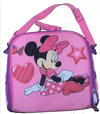 Disney Store Authentic Minnie Mouse Face Pink Insulated Lunch Bag Tote Girl NEW • £25.99