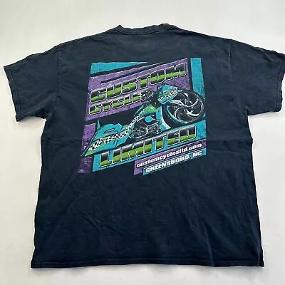 Vintage Gildan T Shirt Mens XL Black Graphic Print Motorcycle Biker Grunge Y2K • $9.09