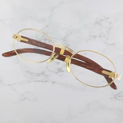 CARTIER Wood Temple Glasses Eyeglasses 51□20 Vintage Japan [Used] • $2929.99