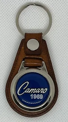 High Quality 100% Leather RETRO KEYCHAIN CAMARO 1969 IN BLUE • $31.54