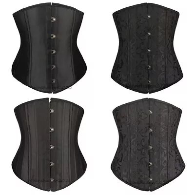 UK Underbust Corset Tops Waist Training Burlesques Boned Bustier Cincher 6-16 Ms • £9.29