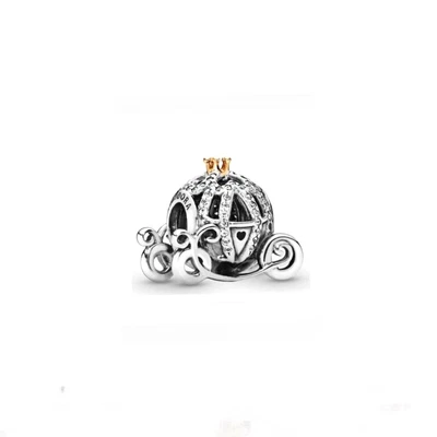 $57.50 • Buy New Genuine PANDORA 791573CZ SS & 14k Gold Disney Cinderella Pumpkin Coach Charm