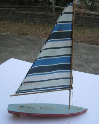 $4.77 • Buy Vintage Sailboat Wood Toy Pond Boat 21  Tall By 15  Long