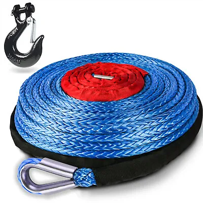 3/8  X 92' 27000LBS Synthetic Winch Line Cable Rope Off Road Vehicle SUV Blue • $75.99