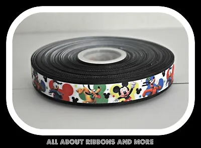 7/8 Inch Pluto Goofy Donald Duck On Mickey Heads Grosgrain Ribbon- 1 Yard • $0.99