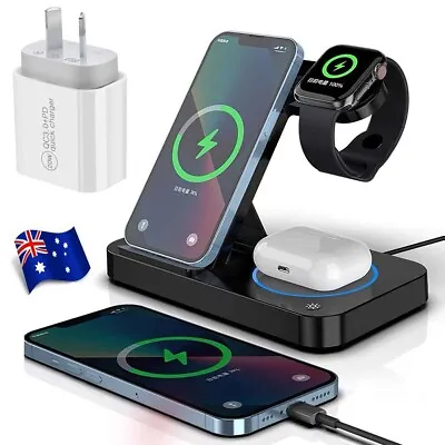 15W Wireless Fast Charger Magnetic Stand For Magsafe Apple Airpod IPhone Watch • $12.33