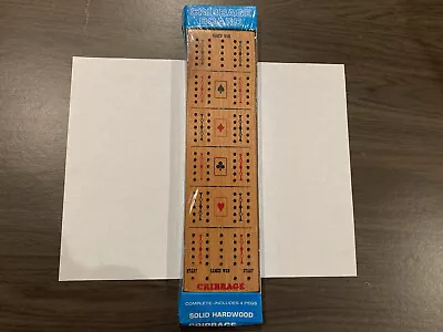 Vintage Solid Hardwood Cribbage Board W/4 Pegs Crestline Mfg No. 111 • $15.99