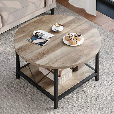 Round Coffee Table Center Coffee With Storage Shelf Table Living Room Office • $56.69