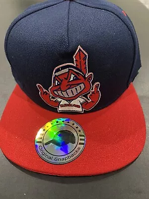 Classic Chief Wahoo Tribe Logo Patch Indians Baseball Snapback Cap Hat New Nwt • $22