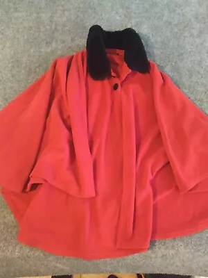 CB Casual Brand —Red With Black Trim (One Size) Polyester Cape Overcoat  • $24.99