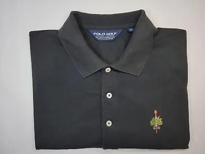 Men's XL Polo Golf Ralph Lauren Merion Golf Club Solid Black Collar Polo Shirt • $23.98