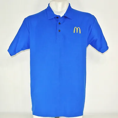 McDONALDS Fast Food Employee Uniform Polo Shirt Blue Size L Large NEW • $28.32