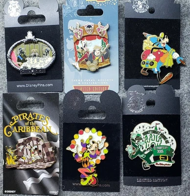 $9.99 • Buy Lot Of 6 Canine Themed Disney Pins WDW - NEW On Cards - Original - Free S&H #3