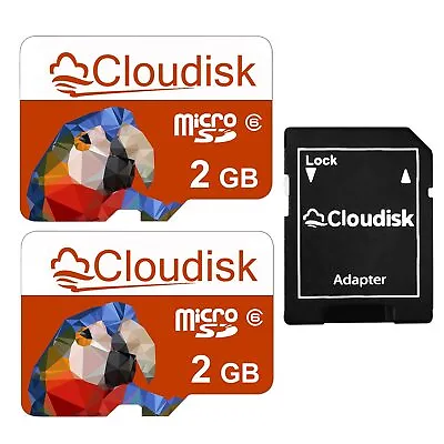 2Pack Micro SD 2GB Card MicroSD Memory Card C6 Parrot-Prime With SD Adapter 2GB • $19.23