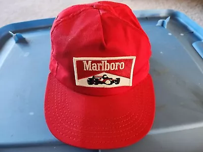 Vintage Marlboro Racing Patch Canvas Hat Snapback Red One Size Fits All • $18.50