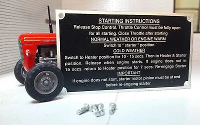 £15.19 • Buy  Massey Ferguson MF35 35 Tractor Starting Instructions Plate & Rivets 1959-1963
