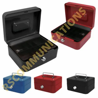 £8.99 • Buy Petty Cash Box Money Bank Deposit Steel Tin Security Safe With 2 Keys & Tray