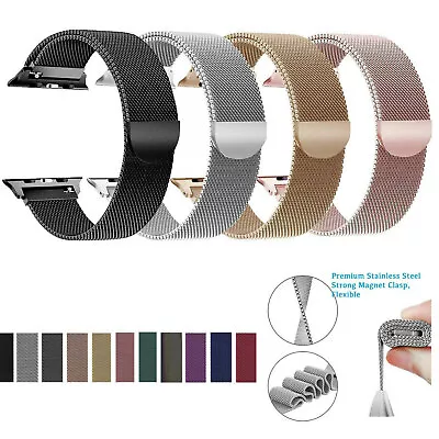 $10.99 • Buy Apple Watch Strap Series 8 7 6 SE 5 4 3 38/40/44mm Magnetic Milanese Loop Band