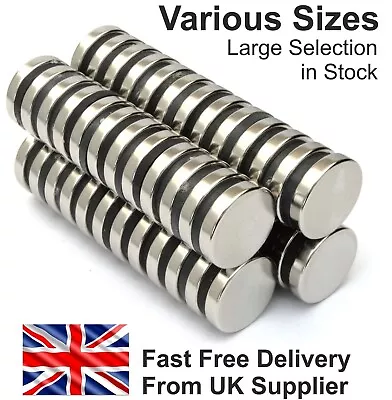 Strongest N52 Magnets Strong Neodymium Disc Magnet 2-50mm Neo DIY Craft Small • £3.97