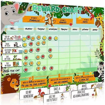 Luigi's Large Safari Animal Magnetic Star/Reward Chart For Kids With Dry Eraser • $20.49