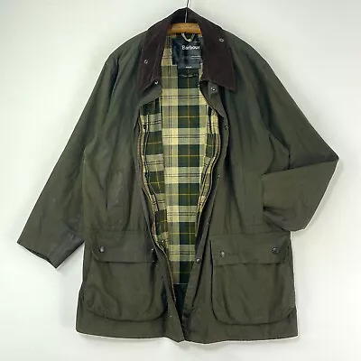 Barbour A330 Border C46 Wax Jacket Mens XL Green Classic Waxed Country Coat • $98.22