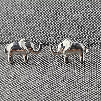 Silver Tone Elephant Stud Earrings • $16.99