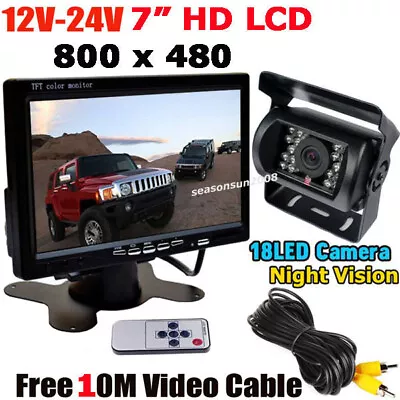 RV Truck Waterproof Night Vision Backup Camera +7  TFT LCD HD Rear View Monitor • $63.99