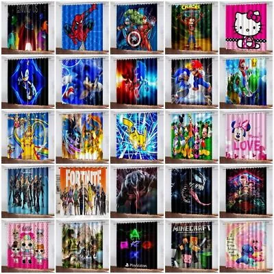 $44.99 • Buy Boys Girl Characters Thick Blackout Curtains Thermal Ring Top Eyelet Drapes Gift