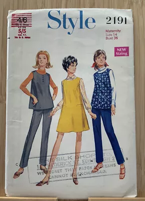 Style 2191 Sewing Pattern Maternity Tunic Trousers Dress Size 14 Bust 36 Uncut • £14.99