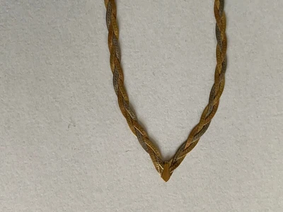 £149.99 • Buy 9ct 3-Colour Gold Plait Textured Herringbone Necklace Rose/Yellow/White Gold
