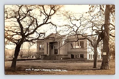 Postcard RPPC Oregon Medford OR Public Library 1915 Posted • $12