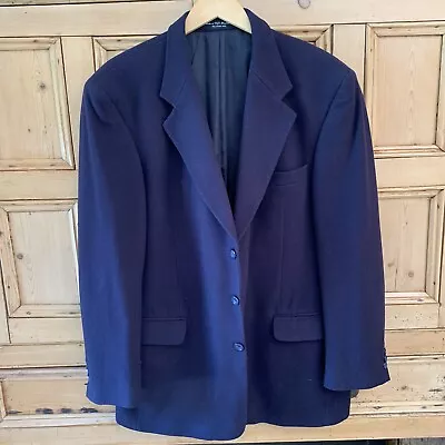 Ruffini Navy Blue Cashmere 3 Button Blazer Mens 44 Long • $59.95