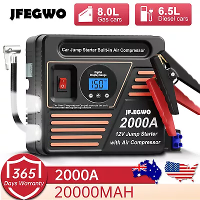 JFEGWO 2000A Car Jump Starter Portable Power Bank Battery Charger Air Compressor • $89.89