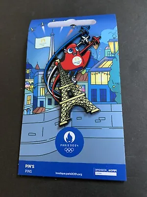 Paris 2024 Olympic Games Official Merchandise Mascot Eiffel Tower Pin Pins Badge • $22.75