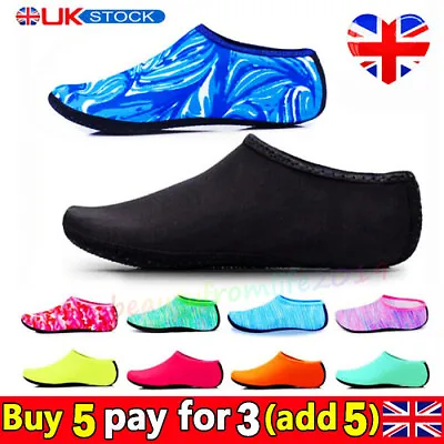 Adults Kids Quick Dry Aqua Socks Water Shoes Beach Surfing Swim Non-slip*Wetsuit • £2.89