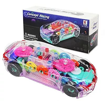 Toysrex Electric Transparent Mechanical Gear Race Car Toys For Toddlers Creative • £10.99