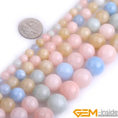 Whole Lot Multicolor Morganite Morgan Jade Round Gemstone Loose Beads 15  DIY • $4.41