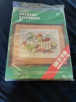 Vtg CREWEL Creative Stitchery Kit “Vegetable Basket” 16x20 NEW Vogart Craft USA • $8